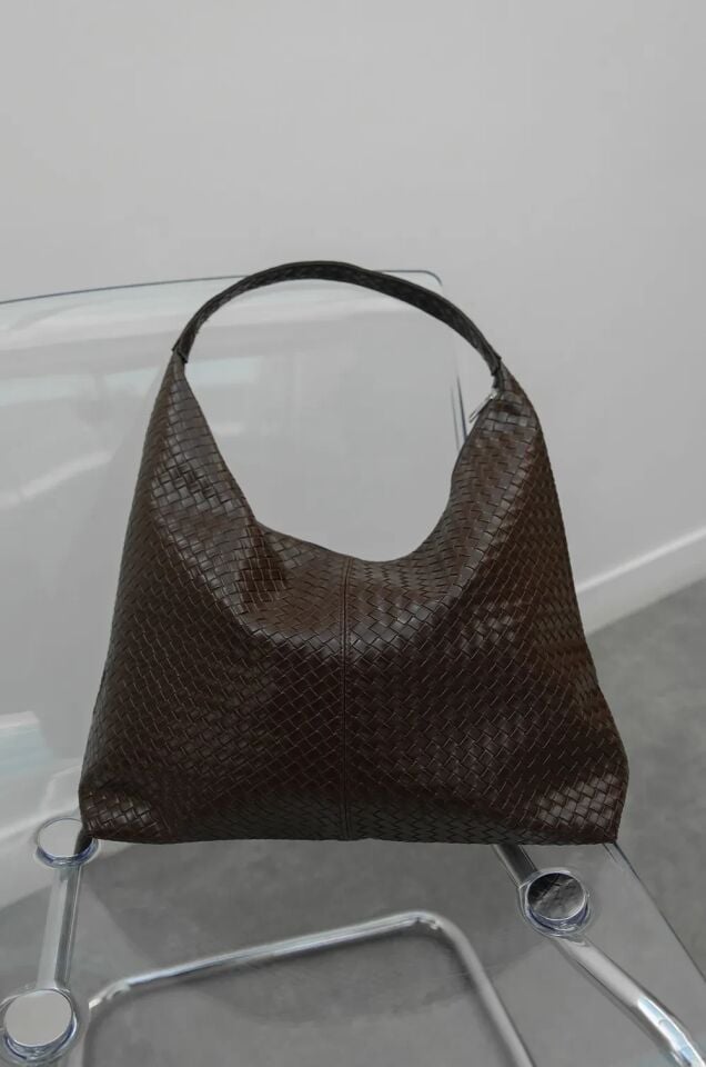 Notte Krokodil El ve Omuz Çantası Kahverengi