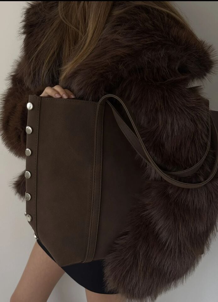 Zen Süet El ve Omuz Çantası Kahverengi