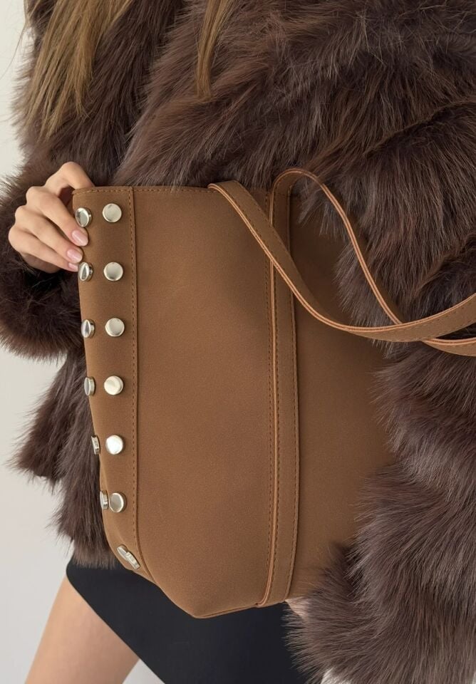 Zen Süet El ve Omuz Çantası Taba