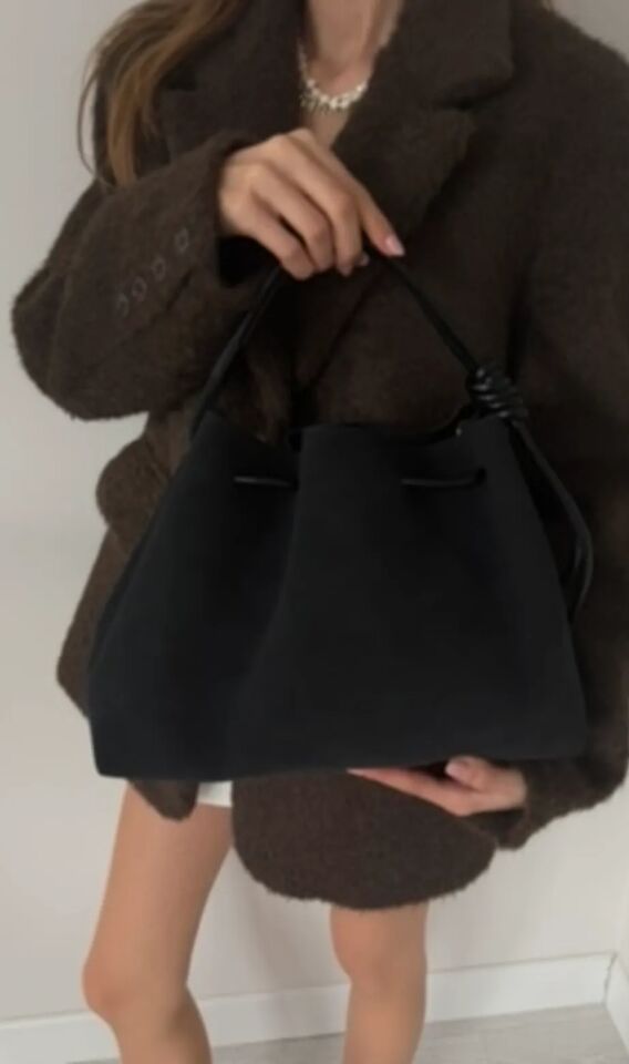 Dorn Siyah Süet El ve Omuz Çantası