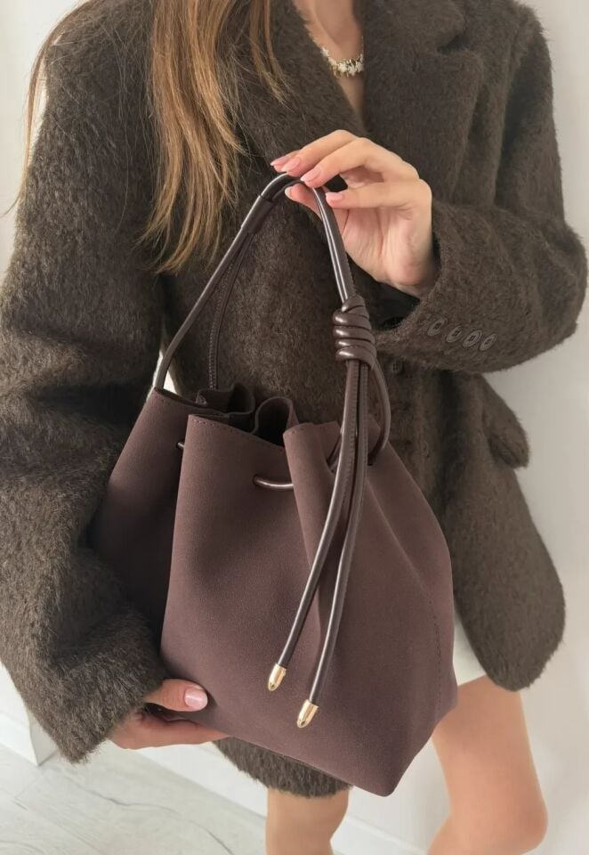 Dorn Süet El ve Omuz Çantası Kahverengi