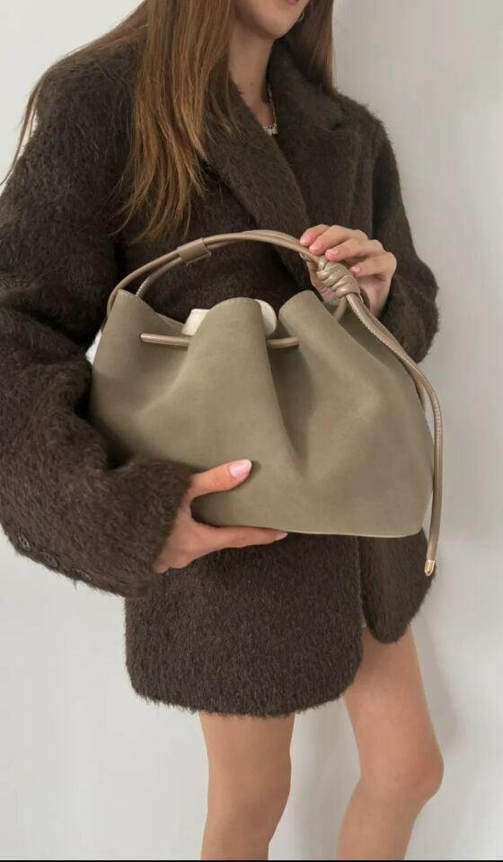 Dorn Süet El ve Omuz Çantası Vizon