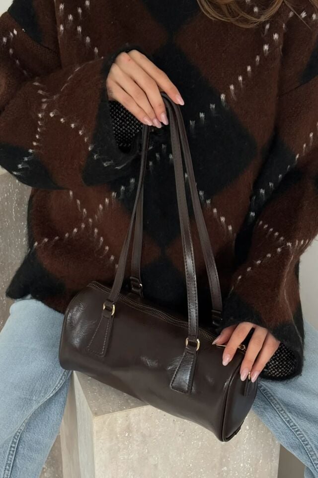 Bene El ve Omuz Çantası Kahverengi