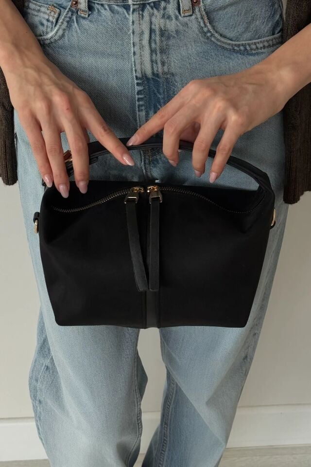 Nube Süet El ve Omuz Çantası Siyah