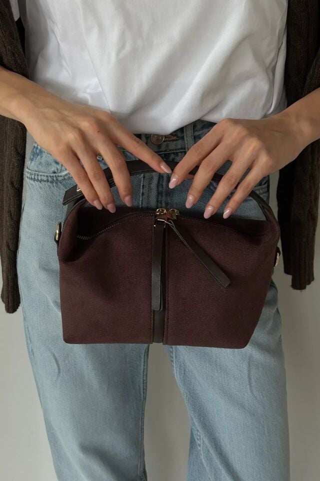 Nube Süet El ve Omuz Çantası Kahverengi