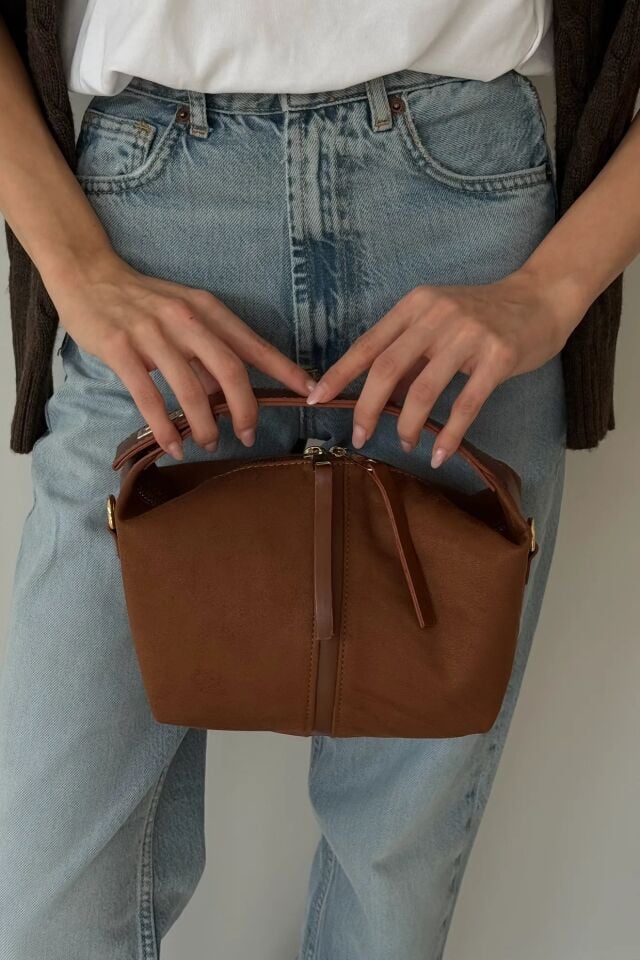 Nube Süet El ve Omuz Çantası Taba