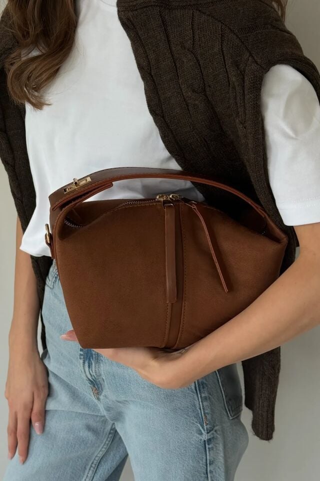 Nube Süet El ve Omuz Çantası Taba