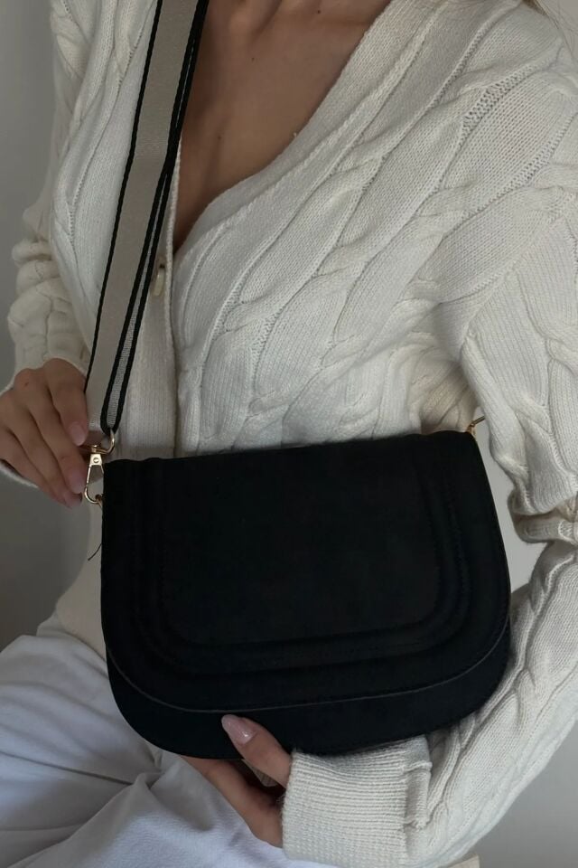 Mai Siyah Süet El ve Omuz Çantası