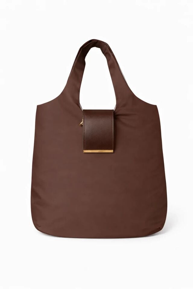 Gem Katlanabilir El ve Omuz Çantası Kahverengi